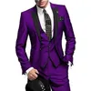 Nouveau Mode Slim Fit Violet Marié Tuxedos Groomsman Tux Hommes Formelle Costumes D'affaires Blazer Hommes Prom Party Costume Veste Pantalon Vest304n