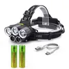 5*XM-L T6 LEDヘッドランプ15000ルーメンUSB充電式ヘッドライトキャンプハイキング釣り屋外緊急ヘッドランプライト2*18650