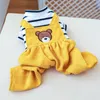 Dog Apparel Pet Clothes Striped Four Legged One-piece Cat Autumn Winter Keep Warm Small And Medium-sized Coat