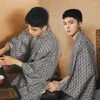Etnik Giyim Erkekler Japon Geleneksel Kimono Boşluk Yaz Yukata Kemer Giyim Vintage Samuray Cosplay Party Gece Elbise