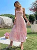 Vestido floral pastoral Mulheres frances