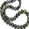 100%real fine pearls jewelry huge 18 10-12mm tahitian black multicolor pearl necklace 14k not fake292s