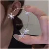 Ear Cuff Casual Sier Plated Metal Snowflake Clips utan piercing för kvinnor glittrande zirkonörhängen bröllop smycken droppleverans dhjyf