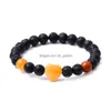 Con cuentas de 8 mm de piedra de lava negra Colorf Pulsera en forma de corazón Ojo de tigre Brazalete de cuarzo rosa para mujeres Joyería de yoga Pulseras de entrega de gota Dhoj3