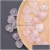 Charmes Avec Trou Pierre De Cristal Naturel 10Mm Forme De Coeur Améthyste Rose Quartz Pendentif Pour Diy Chakra Collier Bijoux Accessoires Dro Dho96