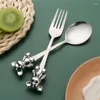 Servis uppsättningar Milk Coffee Stirring Spoon Modern Simplicity Fashion Dessert Cake Tools Återanvändbart bestick Set Kitchen Fruit Fork