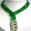 6mm jade verde blanco perla bufanda forma collar 50 SS025270N