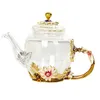 Narzędzia Piękna szkliwa kryształowy zestaw herbaty Daisy Glass Teapot do gorących i zimnych napojów domowe biuro biurowe zestaw herbaciany garnek do kawy