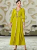 Etniska kläder Eid Party Dress Women Lapel Abaya Ramadan Moroccan Kaftan Dubai Lyxiga pärlor Klänningar Elegant långärmad islam Turkiet Abayas 230721