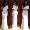 Modern sexig sjöjungfru 2019 aftonklänningar Backless Capped Short Sleeve Long Satin Party Prom -klänningar Custom Made Plus Size Mother Dre2541