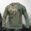 Sweats à capuche pour hommes America Army Hoodie USA Vétérans Tops Pulls à capuche Vêtements surdimensionnés Manches longues Mode de rue pour hommes