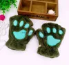 冬の暖かい動物の熊の足の手袋かわいい女の子キッズふわふわしたぬいぐるみの手袋ミトンハロウィーンクリスマスコスプレプロップ猫の爪ミッツ