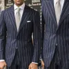 2 pezzi gessato uomo abiti da sposa due bottoni risvolto con visiera sposo abiti da cerimonia smoking da uomo blazer giacca pantaloni189G