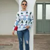 Women's Sweaters Fall/Wter 2023 Style Christmas Sweater Tree Snowman Pullover Knit Woman Pink Blue Red Women Sueter Mujer