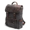 Schultaschen M030 Multifunktions Mode Männer Rucksack Vintage Leinwand Leder Tasche Neutral Tragbare Abgrifffeste Reise 230721