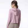 Yoga Wear parfait surdimensionné automne hiver femmes pull en peluche sport à capuche col rond manches longues LL yoga plongée