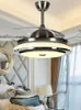 Chandeliers High Quality 3 Color Led Fan Lamp Changing Light Modern Invisible Ceiling Remote Control 110-240v