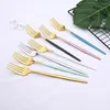 Dinnerware Sets 4Pcs/Set Black Gold Stainless Steel Cutlery Tableware Colorful Knife Fork Teaspoon Flatware Eco Friendly For Party