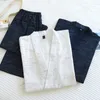 Herrspårsugnar Kimono Suit Jacquard Cotton Day-randiga byxor andningsbara enkla tvådelar Set Spring and Summer Style