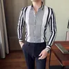 Mäns casual skjortor 2023 mode gentleman brittisk stil avancerad känsla koreansk version smal affärskarriär is silkesransad skjorta
