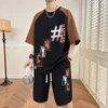 Survêtements pour hommes Mode 2023 Ensembles d'été Casual Deux pièces T-shirt à manches courtes et short Pantalon surdimensionné Top TeesKnee-Length Jogger Suit