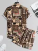 Men s hoodies tröjor mode hawaiian sommarstrandskjorta kort ärmuppsättning mens tryck avslappnad daglig blommig tvådel män 230721