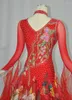 Stage Wear Red Ballroom Competition Dance Dresses Women Long Sleeve Standard Skirt Adult Custom Made Waltz Dancing Dress