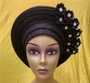 Tkanina i szycie maska ​​femme gele headtie już wyprodukowała nigeryjskie turbany dla kobiet afrykańska głowa czapka mody High Quality1set 230721