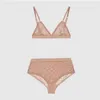 Lyx G Letter Mesh Underwear Home Textil Sexig bikinis kvinnor andningsbara underkläder eleganta underkläderdesigner Lace Bra Set Ins 251n