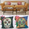 18 Colourful Skull Head Cotton Linen Throw Pillow Case Cushion Case Cover Square Decorative Pillows for Home Car Sofa210S