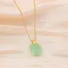 Anhänger Halsketten in einfachem Rechteckgrün für Frauen Trendy Lucky Guard Female Edelstahlhalskette Schmuck Großhandel Großhandel