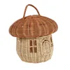 Bouteilles De Stockage Panier Rotin Champignon Tissé Paniers En Osier Couvercle Organisateur Pique-Nique Bureau Boîte De Fruits Suspendus Forme Décor Fleur Cadeau