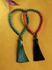 Strand Muslim 33 Beads Bracelet With Tassels 8mm Malachite And Red Pine Bead Rosary Prayer
