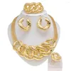 Halsbandörhängen Set Gold Color Woman Jewelry Armband Ring Accessories italiensk-design