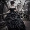 2019 Off Shoulder Black Gothic ball gown Wedding Dresses Tiered Pleat Lace Victorian Bridal Gowns Plus Size Corset Back robe de ma252x