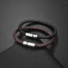 Link Bracelets Fashion Simple Leather Braided Classic Bracelet For Men Retro Handmade Party Camping Punk Charm Jewelry Gift