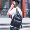 Mochila elegante feminina de couro masculina à prova d'água respirável bolsa de ombro casual livro para adolescentes viagem escola negra