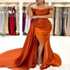 2022 Simple Sexy Off Splow Split Spell High Orange Promes Promes Promes Plase Plus Size Mermaid Evening Howns261s