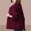 Trench femme printemps automne 2023 veste en velours côtelé femmes coréen lâche manteau décontracté simple boutonnage à capuche Parka pardessus 4XL