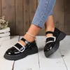 Jurk Schoenen Lucyever Wit Kant Platform Mary Jane Schoenen Vrouwen Mode Gesp Lakleer Flats Vrouw Ronde Neus Zwarte Lolita schoenen 230721