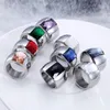 Women Fashion Stainless Steel Ring Quality Austrian Crystal Blue Green Red Stone Ring Female Titanium Gold Wedding Ring Band330w