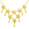 Chains Luxury Yellow Gold Plated Wedding Bridal Necklace For Women Flower Blooming Fine Jewelry Charm Chain Gifts