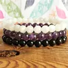 MG0319 Top Grand Stone Energy Bracelet Set Set Natural Black Tourmaline Amethyst Braslet Balance Balan