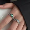 Wedding Rings Sell Emerald Aurora Morandi Zircon Stone Retro Thai Silver Female Ring Jewelry For Women Birthday Gifts Never Fade 230721