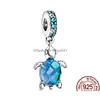 Чары 925 стерлинги Sier Fortune Carp Fish Glass Sea Turtle Dangle Beads Fit Original Bracelet Pandora