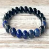SN1054 Naturel Noir Onyx Grade Lapis Lazuli Bracelet Coeur Chakra Yoga Bijoux Protection Équilibre Émotionnel Auto Expression Jewel224f