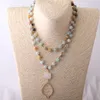 Pendant Necklaces Fashion Amazonite Stones Bohemian Tribal Jewelry Crystal Flower Of Life Necklace