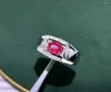 Cluster Rings Fine Jewelry 18K White Gold 0.62ct Unheated Ruby Mens Gemstone Ring Engagement Diamond For Man Custom Design Manufacturer