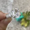 Luomansi Silver Jewelry Anneaux S925 Luxury LURME GRANDE RÉGARDE DE L'ENGAGNET DE LA DIAMOND OVAU