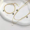 Collane con ciondolo SITA Bracciale in acciaio inossidabile con catena multistrato con ciondolo a forma di stella per le donne Set di gioielli di tendenza Accessori per feste per ragazze